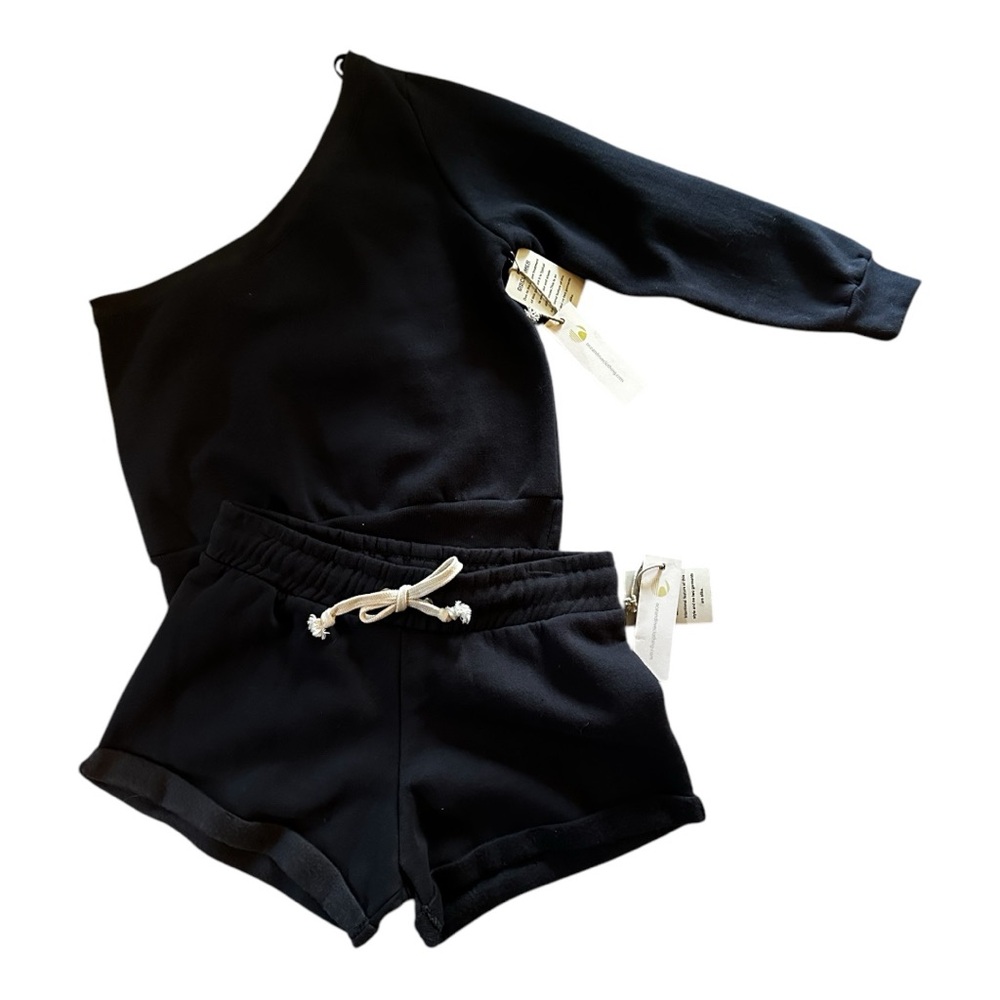 Ocean Drive Black Fleece One Shoulder Short Set